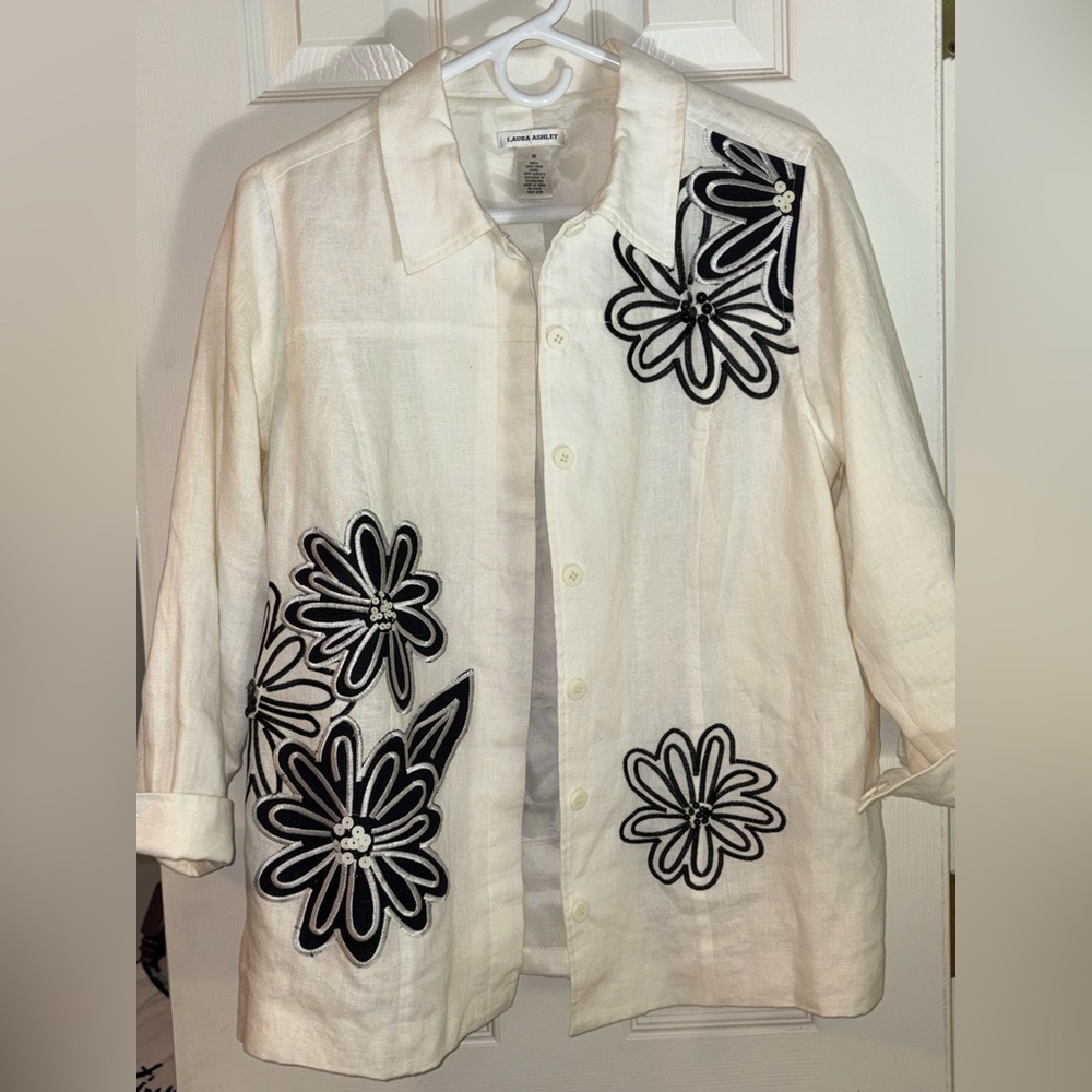 Laura Ashley Cream Linen Shirt